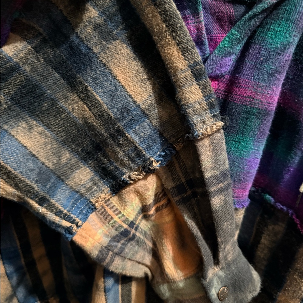 FREE PEOPLE X ONE TEASPOON SPLIT FLANNEL HOODED TOP, SIZE MEDIUM - Picture 5 of 8